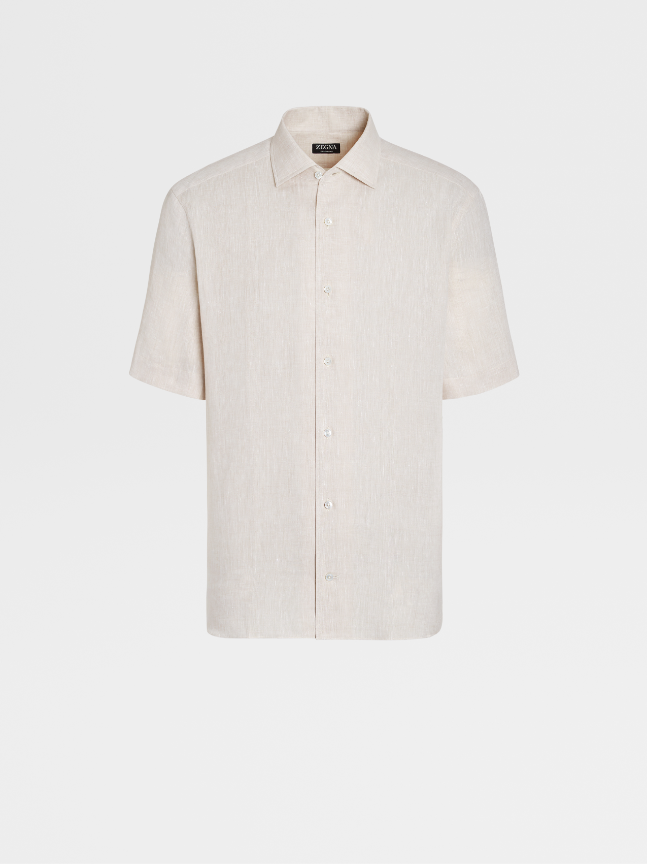 Off White Pure Linen Short-sleeve Shirt